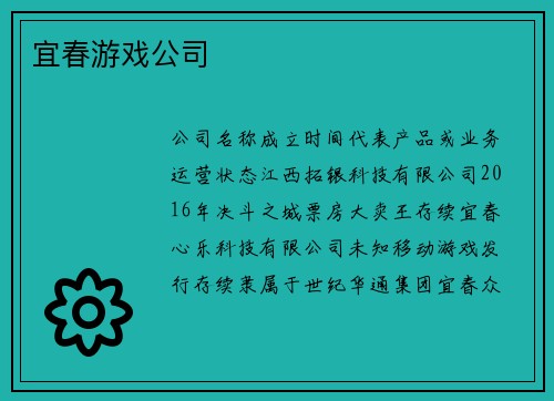 宜春游戏公司